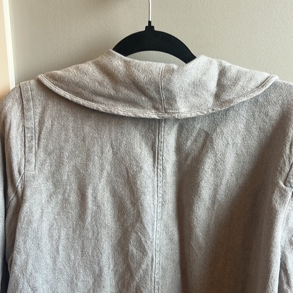 Eileen Fisher M medium gray 100% organic linen long jacket - Picture 6 of 6